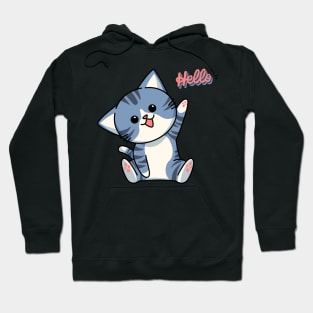 Cute Cat Says Hello - Cat Lovers Hoodie